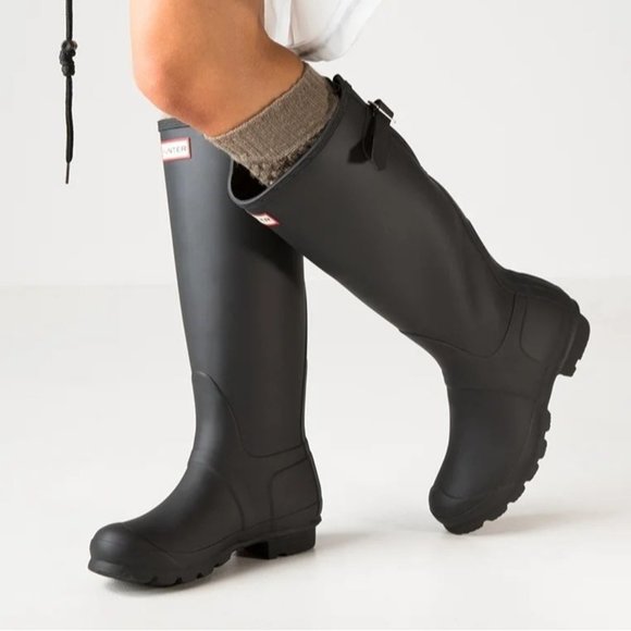 Hunter Shoes - Hunter Kalosze Black Original Back Adjustable W24893 Tall Winter Rain Boots Sz 8